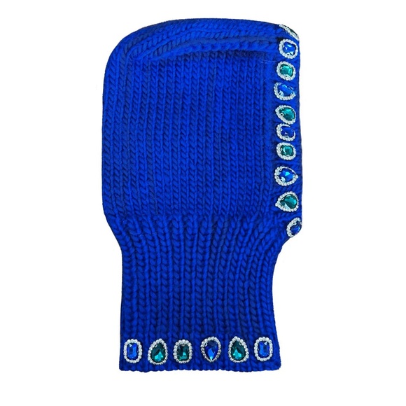 Lirika Matoshi Crystal Hand Knitted Balaclava in Blue and Green - Picture 1 of 4